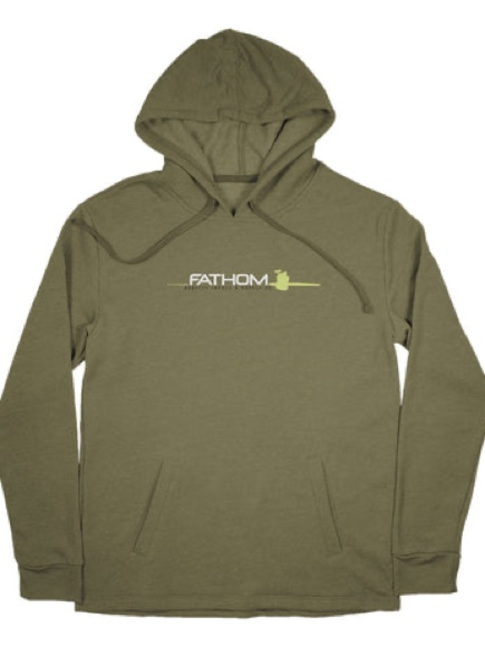 Fathom Olive Green Men's Hoodie fishing beach hoodie Large